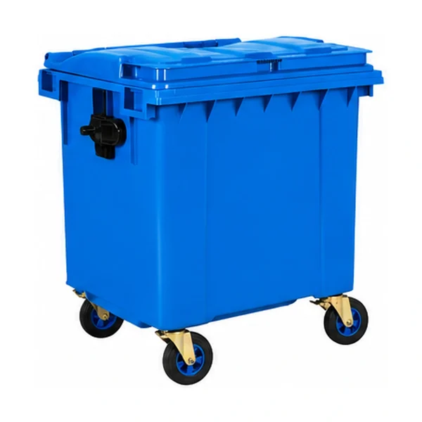 Plastični kontejner za otpad 1100 L sa 4 točka, plava boja – Meridian Group, dimenzije 1270x1060x1290 mm