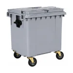 Plastični kontejner za otpad 1100 L sa 4 točka, siva boja – Meridian Group, dimenzije 1270x1060x1290 mm