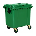 Plastični kontejner za otpad 1100 L sa 4 točka, zelena boja – Meridian Group, dimenzije 1270x1060x1290 mm