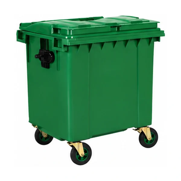 Plastični kontejner za otpad 1100 L sa 4 točka, zelena boja – Meridian Group, dimenzije 1270x1060x1290 mm