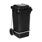 Plastični kontejner za smeće 120 litara sa metalnom pedalom, crna boja, dimenzije 480x530x990 mm