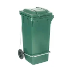 Plastični kontejner za smeće 120 litara sa metalnom pedalom, zelena boja, dimenzije 480x530x990 mm
