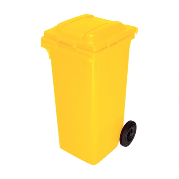 Plastični kontejner za smeće 120 L, žuta boja – Meridian Group, dimenzije 480x530x990 mm