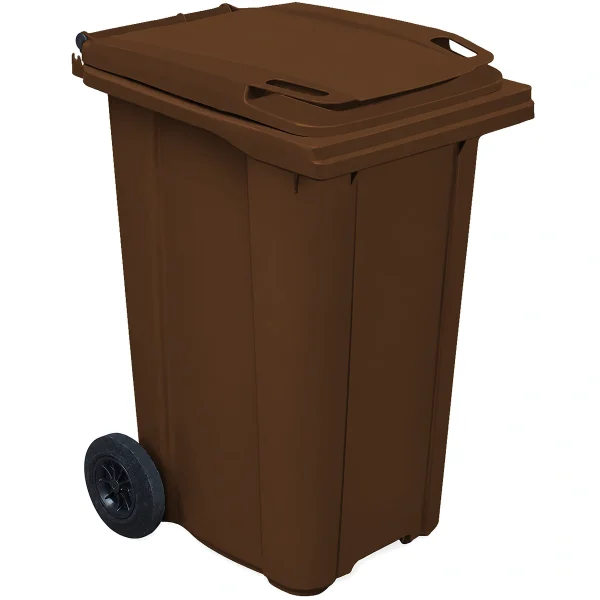 Plastični kontejner za smeće 240 L, braon boja – Meridian Group, dimenzije 585x730x1100 mm