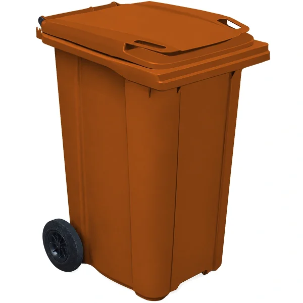 Plastični kontejner za smeće 240 L, narandžasta boja – Meridian Group, dimenzije 585x730x1100 mm