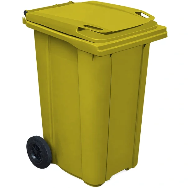 Plastični kontejner za smeće 240 L, žuta boja – Meridian Group, dimenzije 585x730x1100 mm