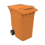 Plastični kontejner za smeće 360 L, narandžasta boja – Meridian Group, dimenzije 620x865x1100 mm