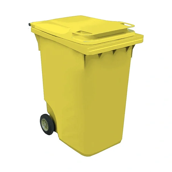 Plastični kontejner za smeće 360 L, žuta boja – Meridian Group, dimenzije 620x865x1100 mm